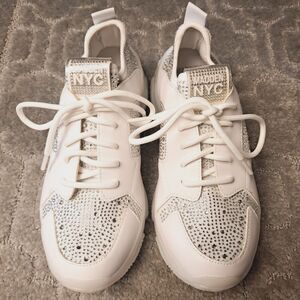 Madden Girl White and Silver Sneakers